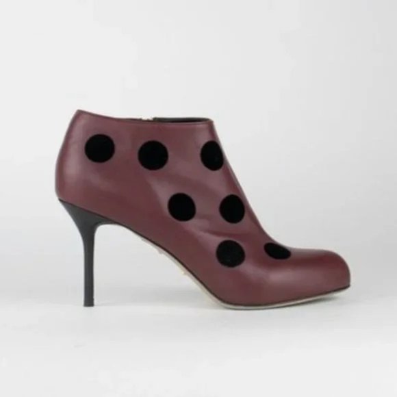 Sergio Rossi AW/11 Blood Red Polka Dot Booties - Picture 1 of 9